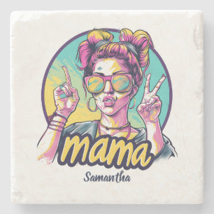 Dessous-de-verre En Pierre Personnalisé Retro Mama Pop Art (19)