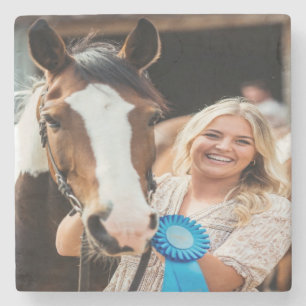 Dessous-de-verre En Pierre Personnaliser la photo du cheval de concours de bé