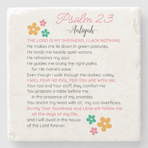 Dessous-de-verre En Pierre Personnaliser Psaume 23-NIV Bible Scripture Fleurs