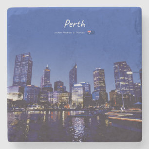 Dessous-de-verre En Pierre Perth, Australie - Ciel de la ville la nuit