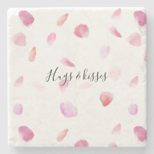 Dessous-de-verre En Pierre Pétales Roses rose Aquarelle