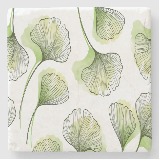 Dessous-de-verre En Pierre Pétales verts (Devant)