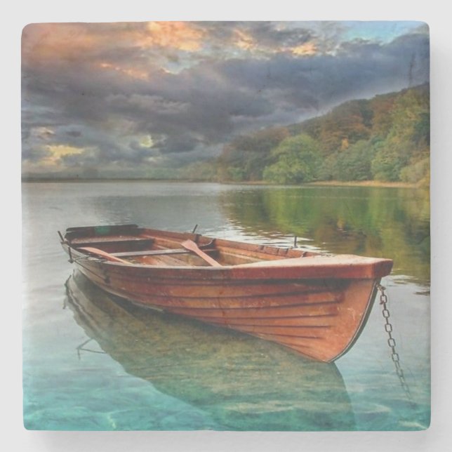 Dessous-de-verre En Pierre Petit bateau dans l'eau calme (Devant)