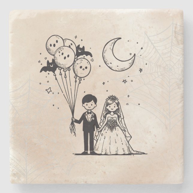 Dessous-de-verre En Pierre Petit Couple Effrayant (Devant)