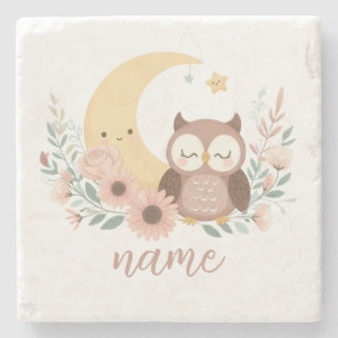 Dessous-de-verre En Pierre Petite chouette avec lune