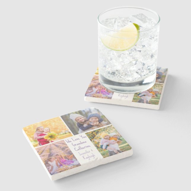 Dessous-de-verre En Pierre Petites-filles mignonnes Photo personnalisée Grand (Côté)