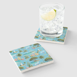 Dessous-de-verre En Pierre Phare de l'île caraïbe d'Aruba voyage souvenir