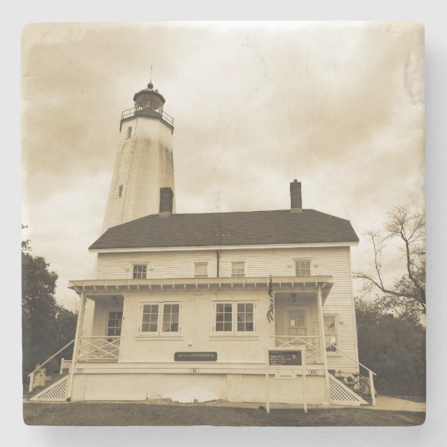 Dessous-de-verre En Pierre Phare de Sandy Hook (Devant)