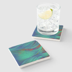 Dessous-de-verre En Pierre Phoenix Plumes vert