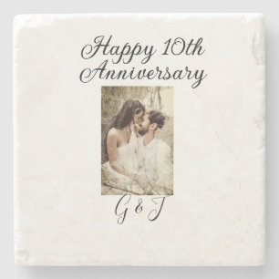 Dessous-de-verre En Pierre Photo couple nom lettre 10e anniversaire de mariag