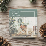 Dessous-de-verre En Pierre Photo de famille moderne | Joyeux Joyeux Joyeux Bé<br><div class="desc">Photo de famille moderne | Joyeux Joyeux Joyeux Béni | Vert</div>