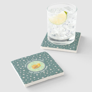 Dessous-de-verre En Pierre Photo personnalisé avec cercle de perles sur fond
