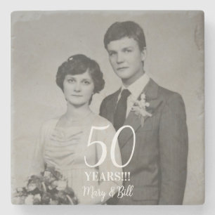Dessous-de-verre En Pierre photo personnalisé d'anniversaire de mariage moder
