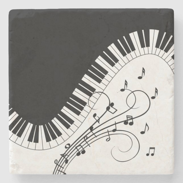 Dessous-de-verre En Pierre Piano Keyboard Music Design (Devant)