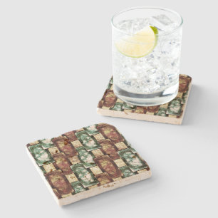 Dessous-de-verre En Pierre Pièces rectangulaires marron et sculptées