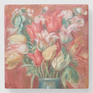 Dessous-de-verre En Pierre Pierre-Auguste Renoir - Bouquet de tulipes