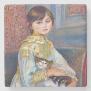 Dessous-de-verre En Pierre Pierre-Auguste Renoir - Enfant avec chat
