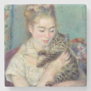 Dessous-de-verre En Pierre Pierre-Auguste Renoir - Femme au chat