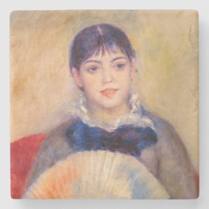 Dessous-de-verre En Pierre Pierre-Auguste Renoir - Jeune fille à l'éventail