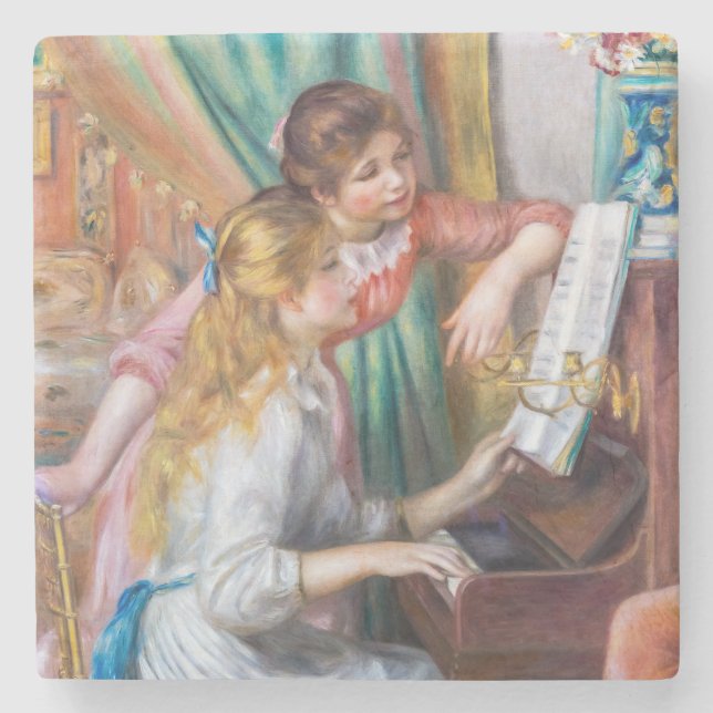 Dessous-de-verre En Pierre Pierre Auguste Renoir - Jeunes filles au piano (Devant)