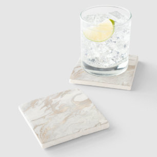 Dessous-de-verre En Pierre Pierre de marbre Blanc Or Beige Ivoire Crème gris