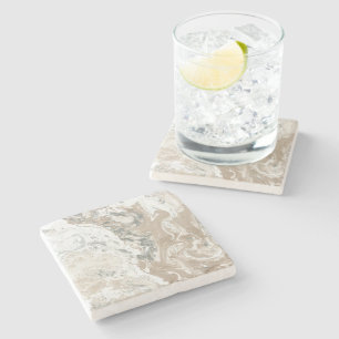 Dessous-de-verre En Pierre Pierre de marbre clair Carrare Beige Ivoire Crème