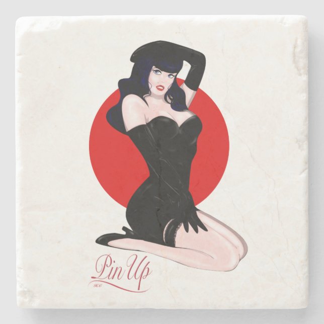 Dessous-de-verre En Pierre Pin up (Devant)