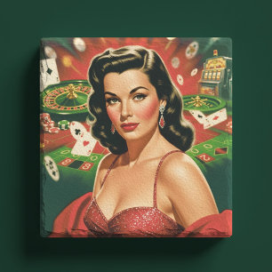Dessous-de-verre En Pierre Pin-up de jeu vintage