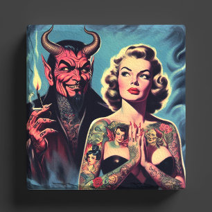 Dessous-de-verre En Pierre Pin-up tatoué rétro diabolique
