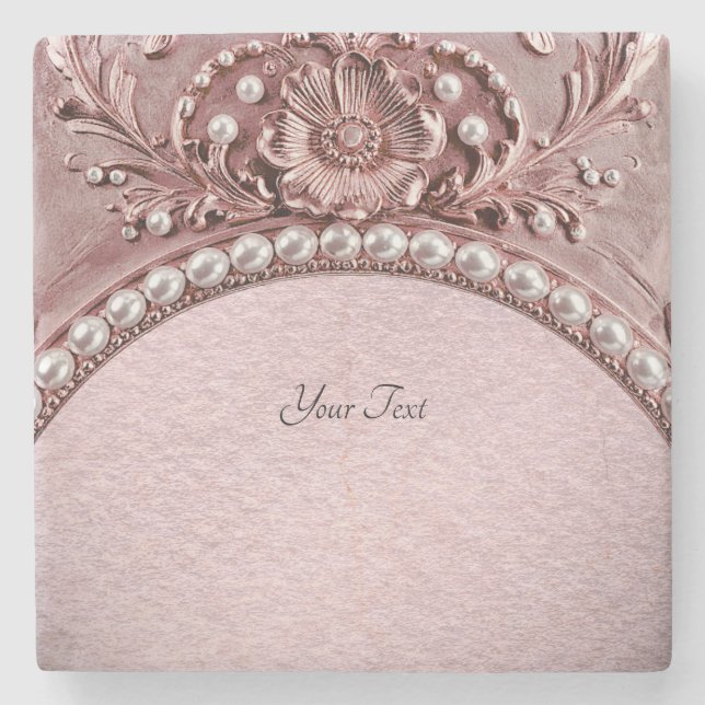 Dessous-de-verre En Pierre Pink Flower Stone Coaster (Devant)