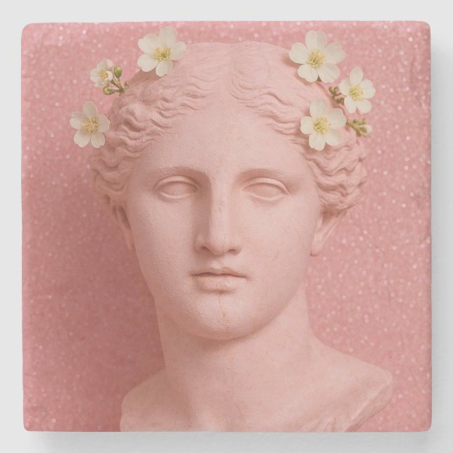 Dessous-de-verre En Pierre Pink Greek Coasters. (Devant)
