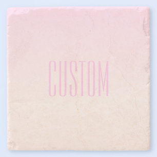 Dessous-de-verre En Pierre Pink to Peach Sunset Ombre avec texte personnalisa