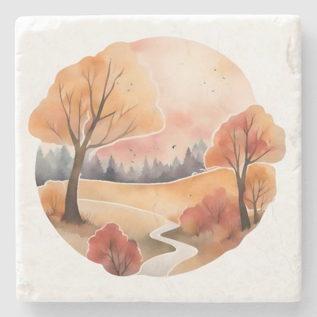 Dessous-de-verre En Pierre Piste d'automne dorée (Devant)