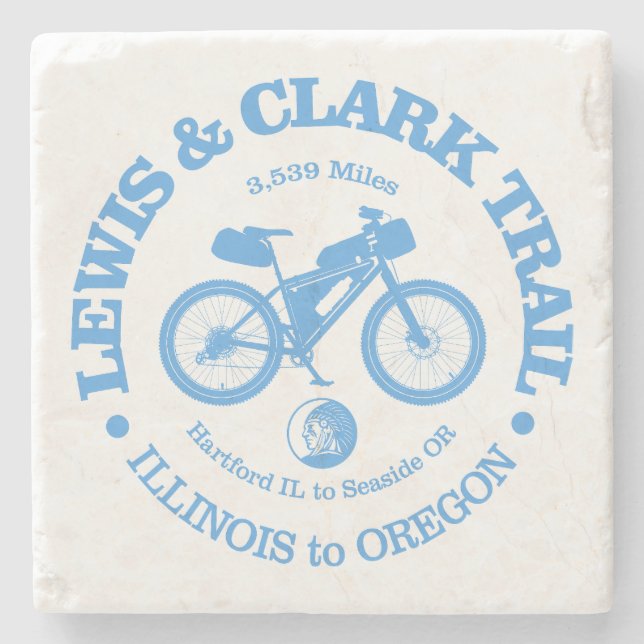 Dessous-de-verre En Pierre Piste Lewis & Clark (cyclisme) (Devant)