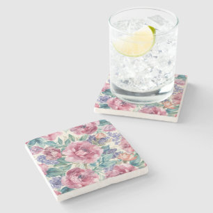 Dessous-de-verre En Pierre Pivoine botanique aquarelle floraison de lavande f