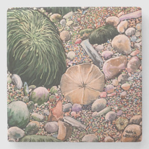 Dessous-de-verre En Pierre PLAGE À Décor Moderne