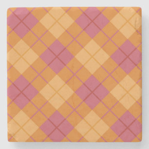 Dessous-de-verre En Pierre Plaid polarisé dans l'orange et le rose