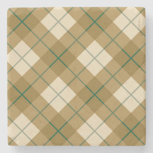 Dessous-de-verre En Pierre Plaid polarisé en or avec la rayure verte