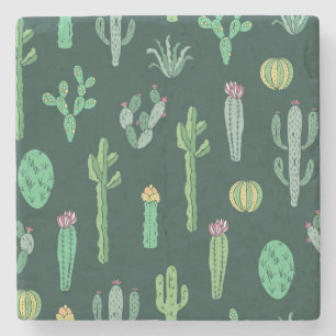 Dessous-de-verre En Pierre Plantes de Cactus : Arrière - plan Vintage sans co