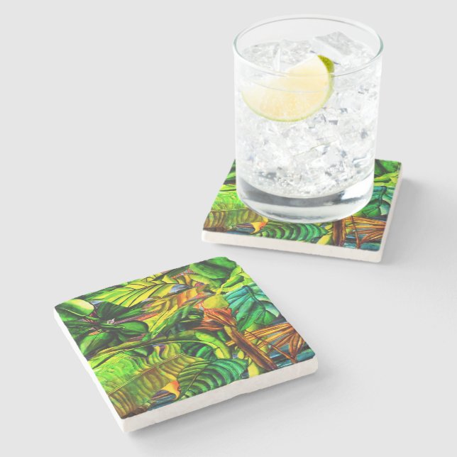 Dessous-de-verre En Pierre Plantes tropicales (Côté)
