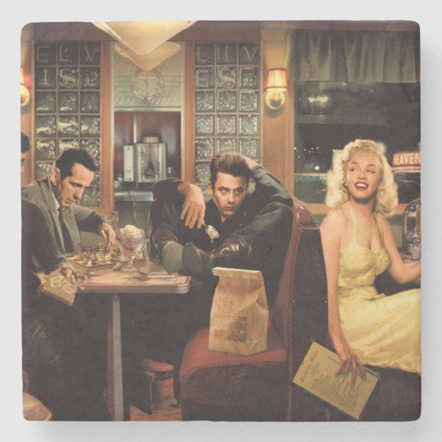 Dessous-de-verre En Pierre Plat bleu (Devant)