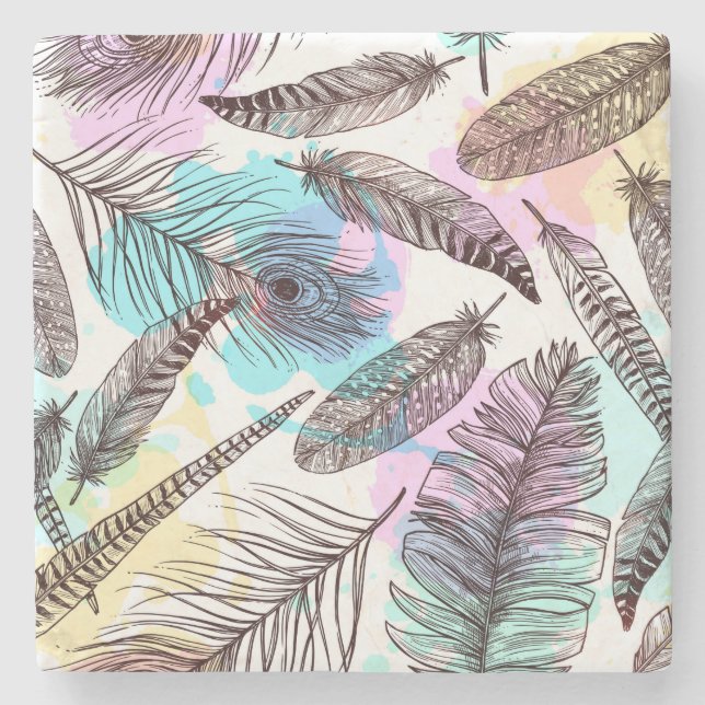 Dessous-de-verre En Pierre Plumes de paquetage (Devant)