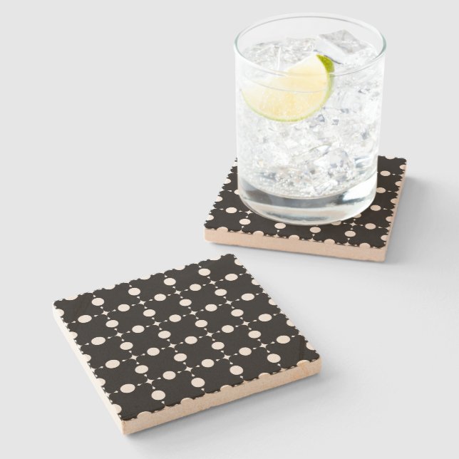 Dessous-de-verre En Pierre Points blancs, Motif à pois, Points, À pois (Côté)