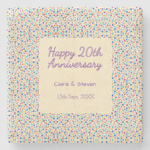 Dessous-de-verre En Pierre points de polka arc-en-ciel 20e anniversaire viole