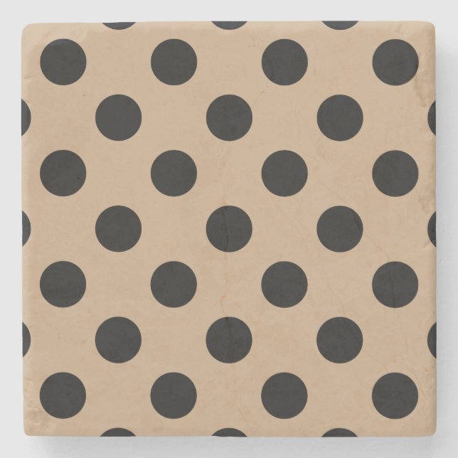 Dessous-de-verre En Pierre Points noirs sur beige (Devant)