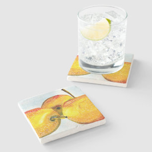 Dessous-de-verre En Pierre Poires Nashi jaunes aquarelle fruit
