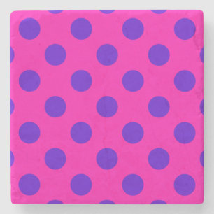 Dessous-de-verre En Pierre Pois bleus sur fuchsia