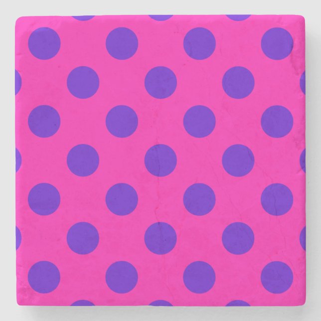 Dessous-de-verre En Pierre Pois bleus sur fuchsia (Devant)