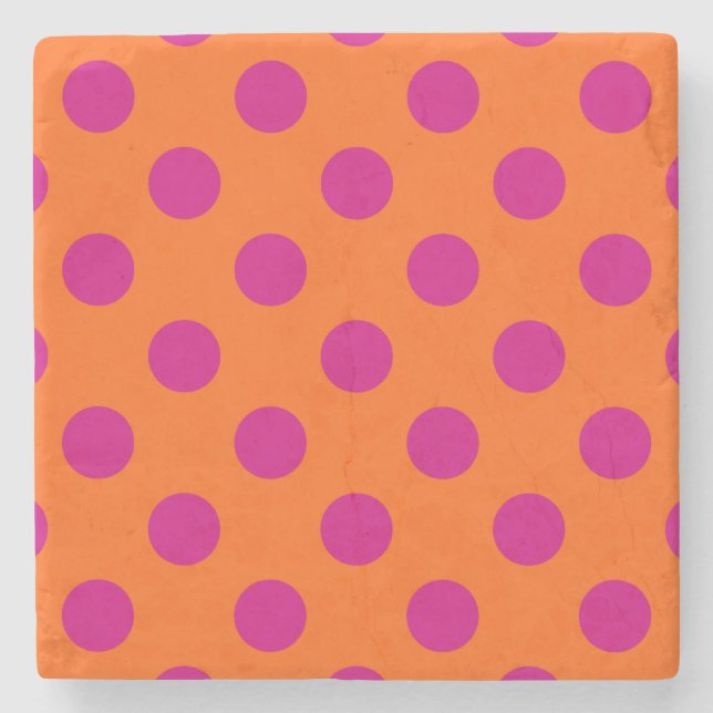Dessous-de-verre En Pierre Pois Fuchsia orange (Devant)