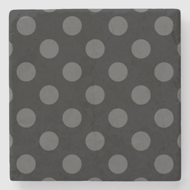 Dessous-de-verre En Pierre Pois gris sur noir (Devant)
